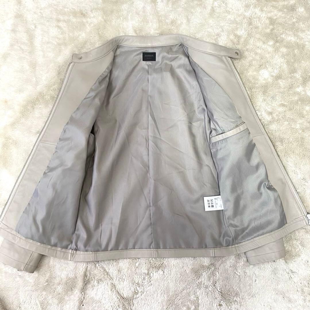 MMMM ✨希少良品✨ シングルライダース レザージャケット ライトグレー 羊革