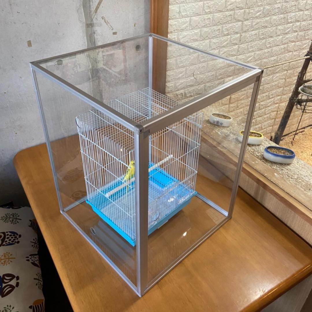保温組立式アクリルバードケージ【 Lサイズ】右（左）開き 全面透明アクリルケース