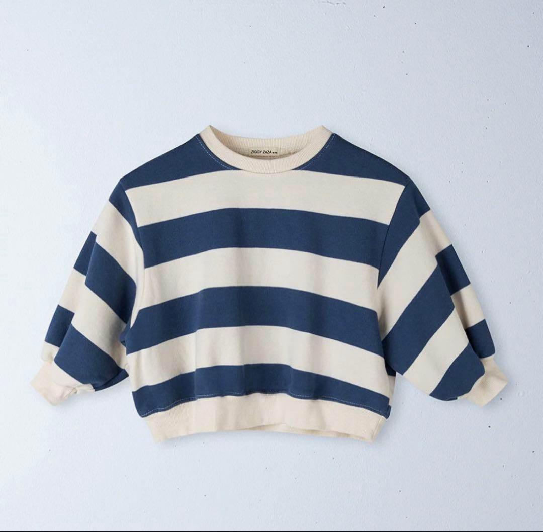 ZIGGY ZAZA ボーダースウェット ブルー 2-3y