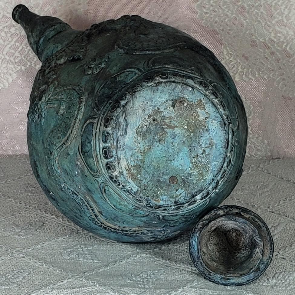 ◆『高麗龍蓋双龍紋青銅浄瓶』 水瓶◆検）仏像 鉄瓶 新羅仏 高麗仏 百済仏 鐘