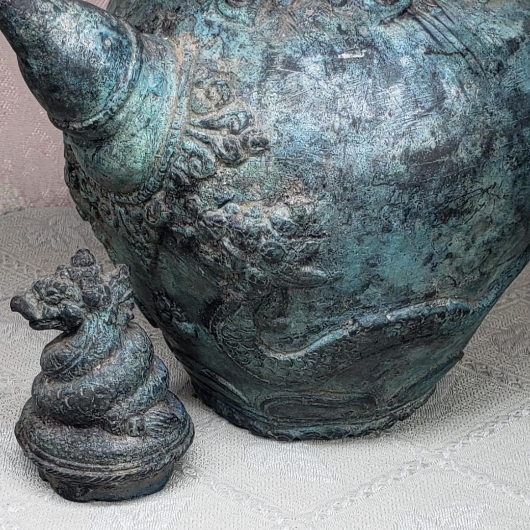 ◆『高麗龍蓋双龍紋青銅浄瓶』 水瓶◆検）仏像 鉄瓶 新羅仏 高麗仏 百済仏 鐘