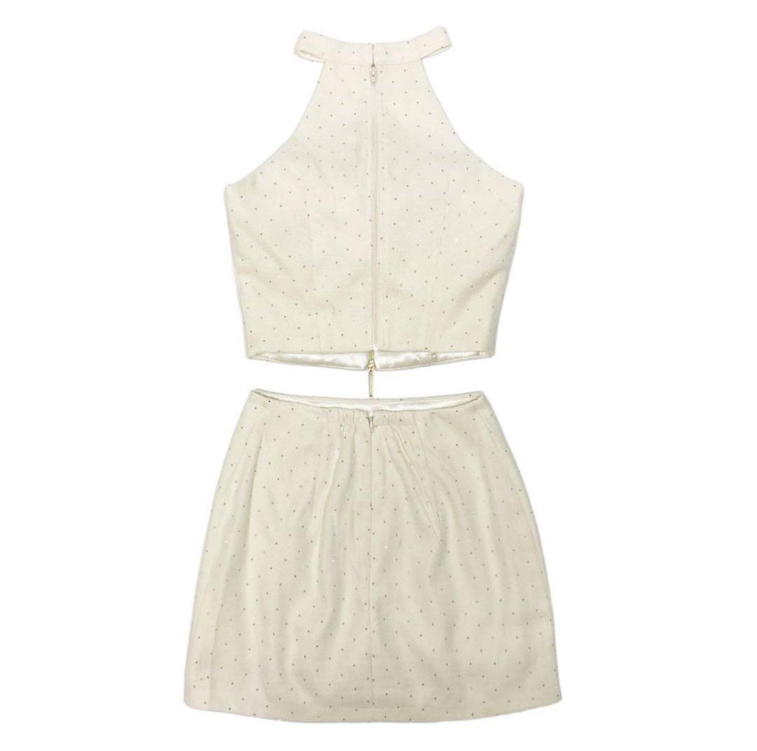 ROBE de FLEURS グロッシーホワイトミニドレス S