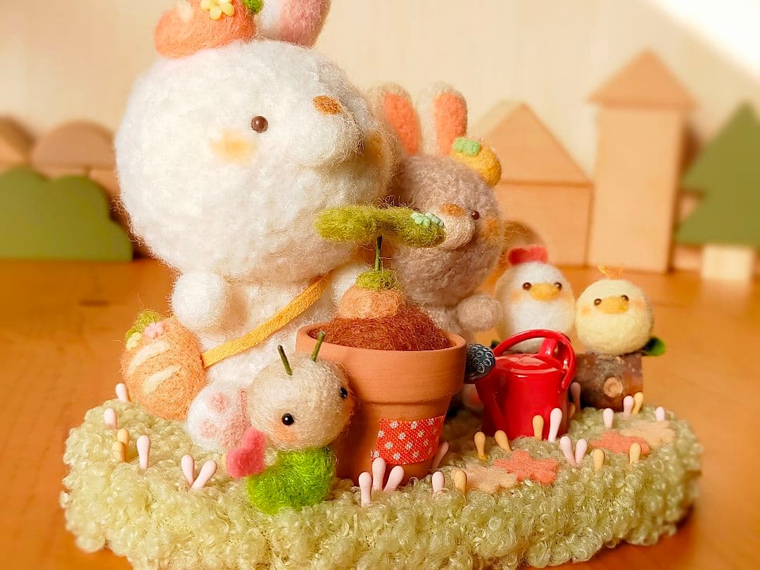 ✿羊毛フェルト✿うさぎ✿種を植えました✿