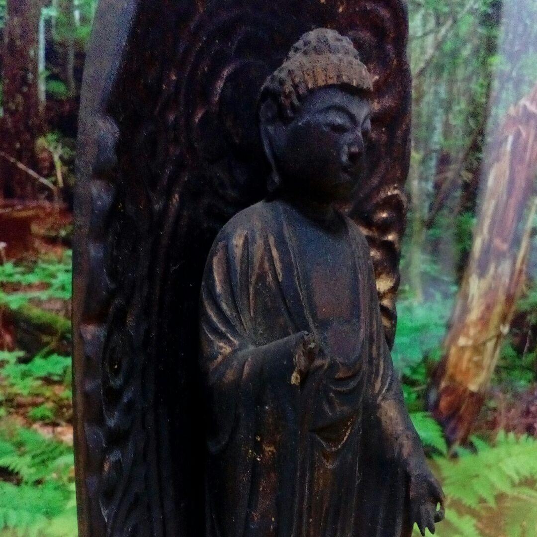 江戸時代２５０～３５０年前頃ケース入備前備中國武家旧家蔵出阿弥陀如来木彫仏当時物