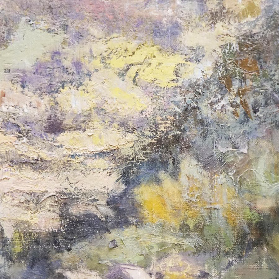 平田國廣『晩秋山村』10号 風景画 油彩 油絵 絵画 肉筆 額装