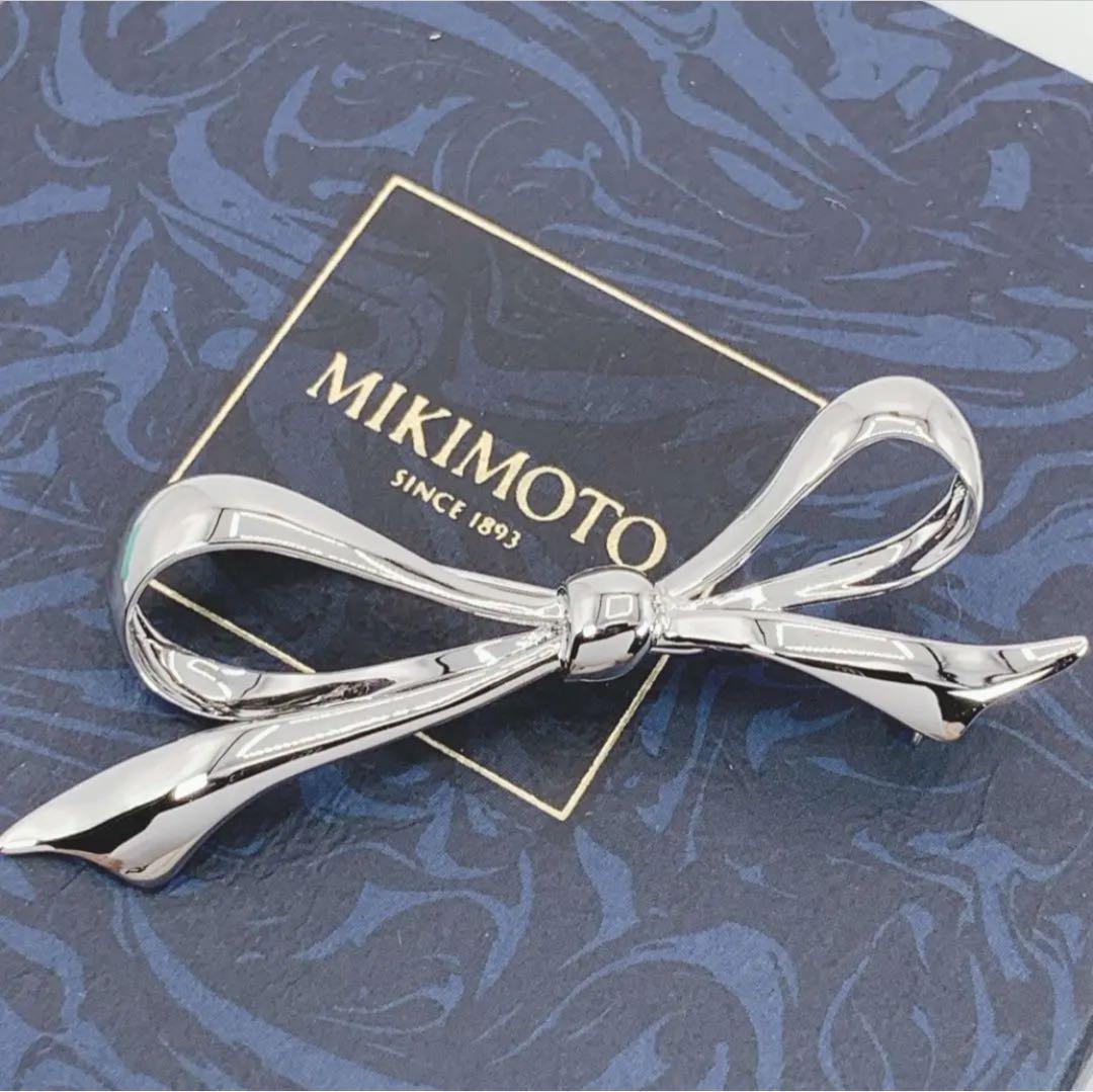 箱付き　MIKIMOTO　ミキモト　シルバー　ブローチ　リボン　りぼん