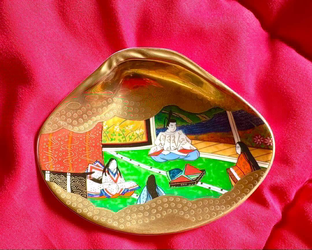 早い者勝ち！　6枚セット　源氏物語 貝絵皿 貝合わせ ボーンチャイナ ひな祭り