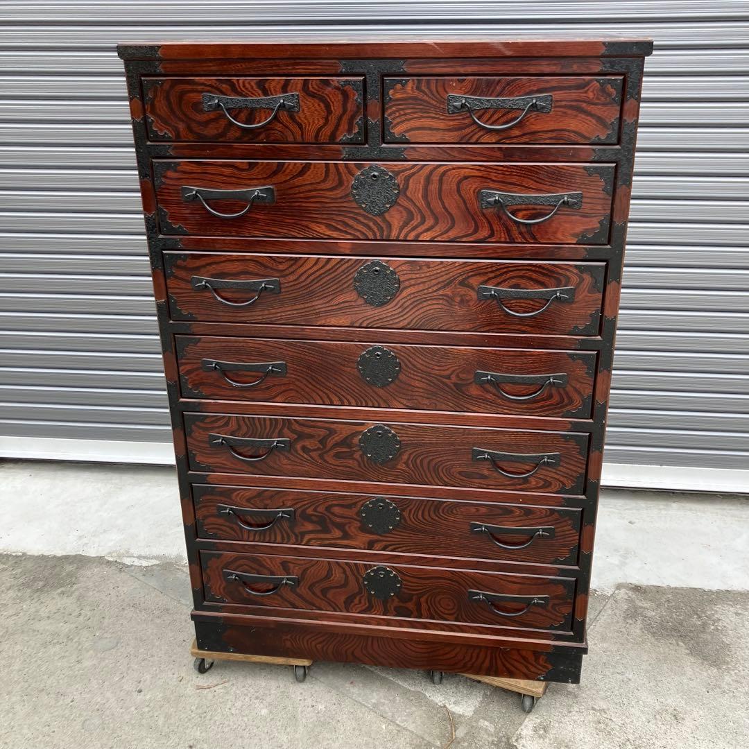 昭和レトロ 古家具 欅 仙台箪笥 7段8杯 引き出し箪笥 古家具 ビンテージ