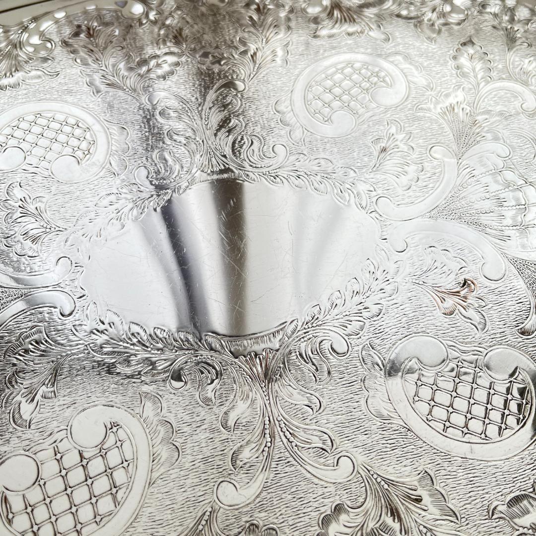 【英国】ビクトリアン ギャラリートレー 40cm 装飾フット