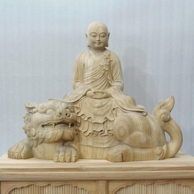 Ｂフライデー良いお顔　 学業成就★楠材 僧形文殊菩薩坐像 高さ：約54cm★