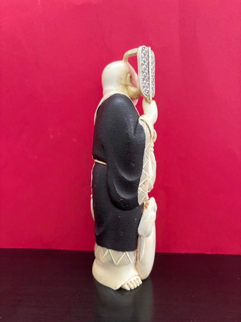 【貴重】天然素材 東洋彫刻 骨董品 古美術 布袋尊 高級美術品 置物 七福神