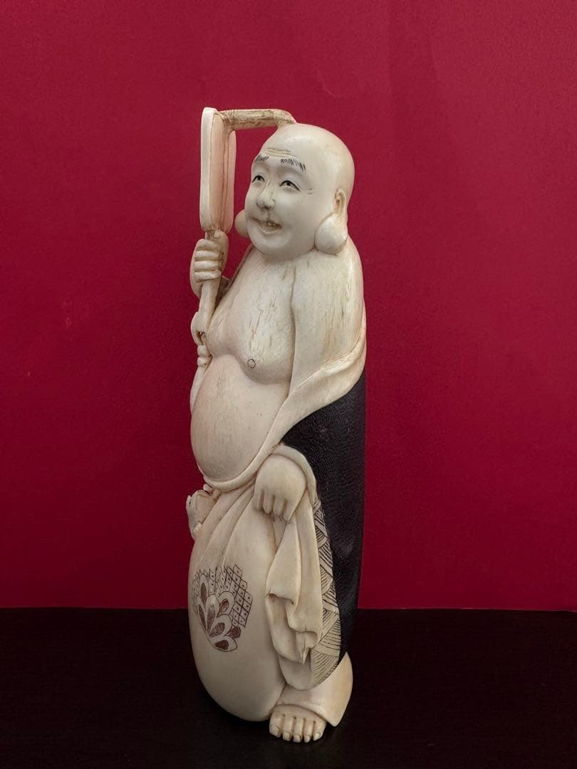 【貴重】天然素材 東洋彫刻 骨董品 古美術 布袋尊 高級美術品 置物 七福神