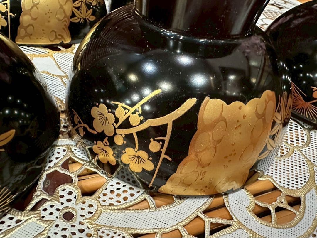 未使用 最高級 特選漆器 会津塗 吸物椀 セット 金彩 松竹梅