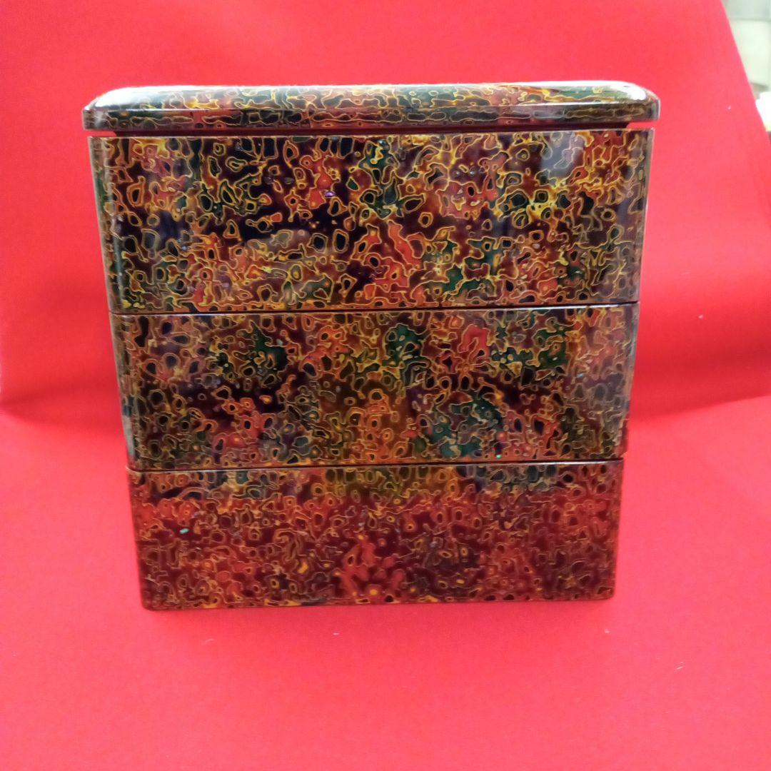 茶道具　津軽塗三段重箱　天然木　高級品