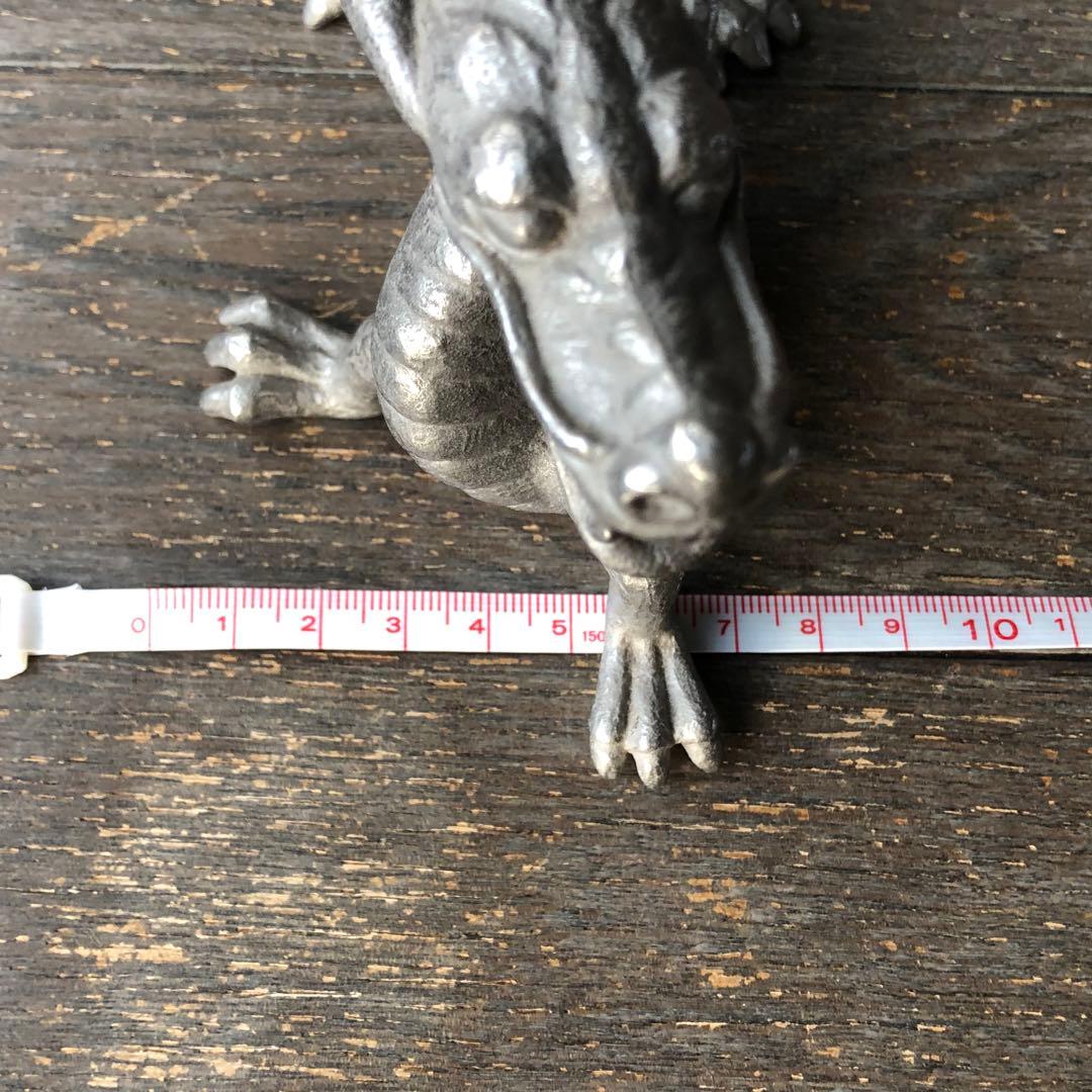 龍 竜 ドラゴン 置物 金属製 銀色