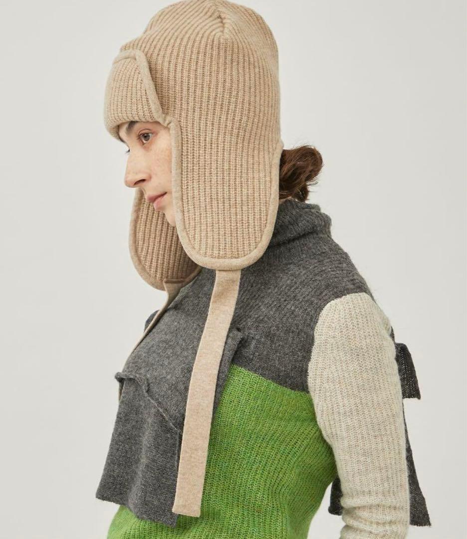 FUMIE TANAKA ear cover knit cap ベージュ