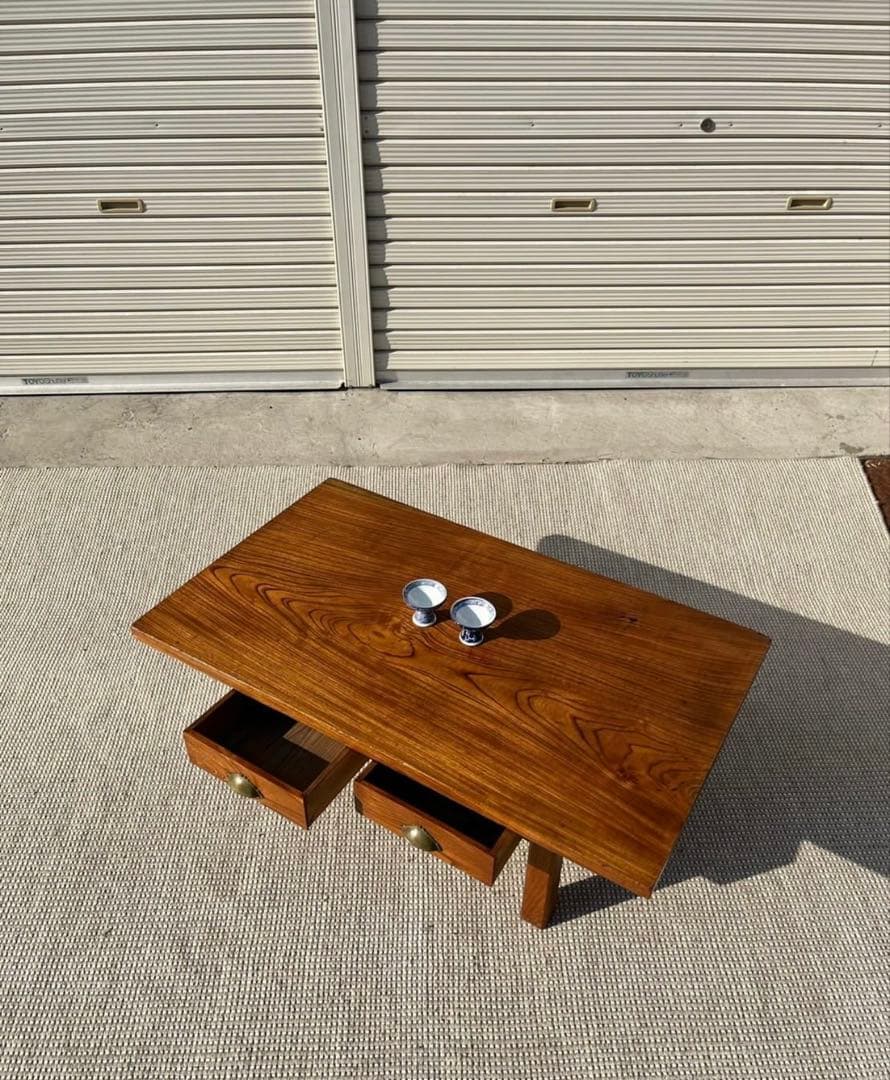 欅一枚板の文机／ローテーブル