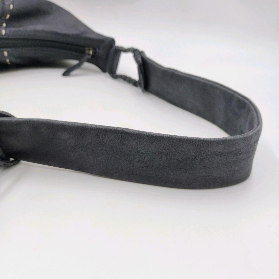 アナスイ 三日月 レザー ワンショルダーバッグ 黒 フラワーモチーフ