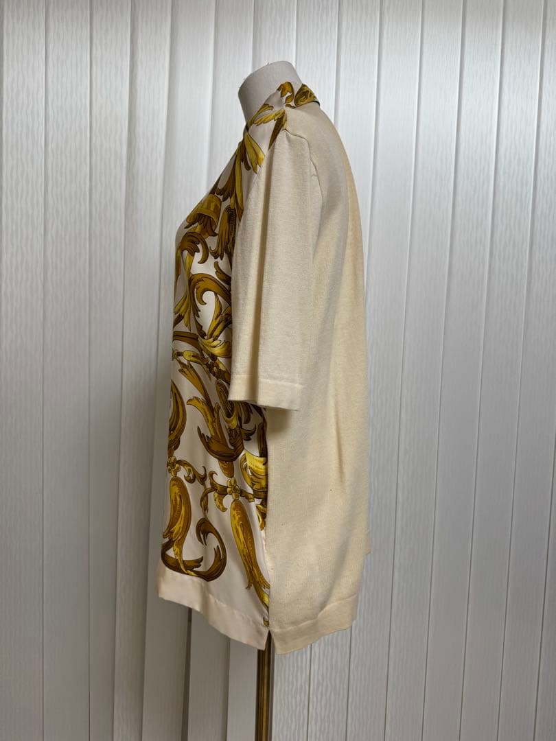 HERMES エルメス シルクスカーフポロシャツ Mサイズ クリーニング済 白