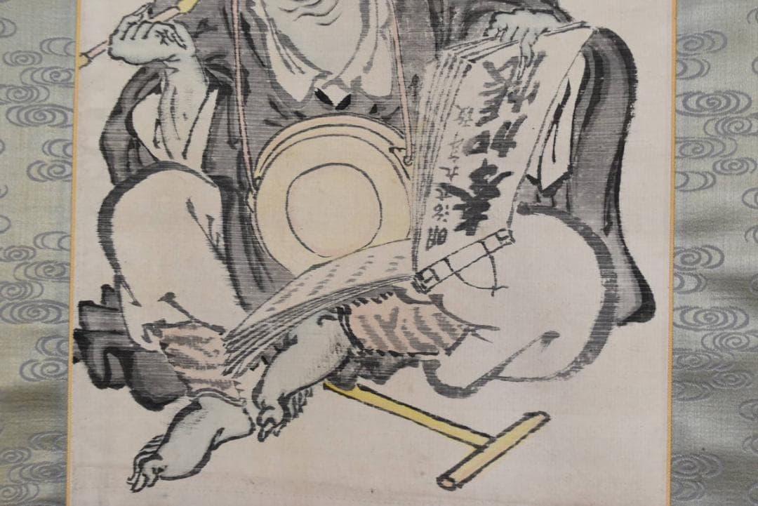 【真作】眞宣/鬼の念佛画賛/掛軸/名家伝来/AA-628