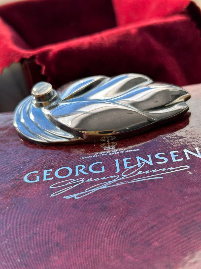 ジョージ ジェンセン シルバー リーフ ブローチ ムーンストーン付き #360