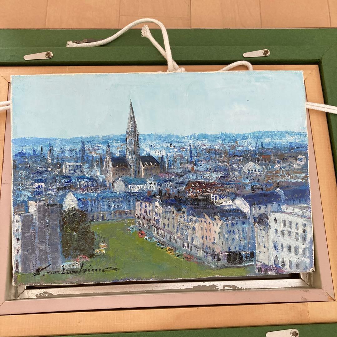 【中島晃次】油絵　ベルギー首都　ブリュッセル　中島晃次　風景画　美術品