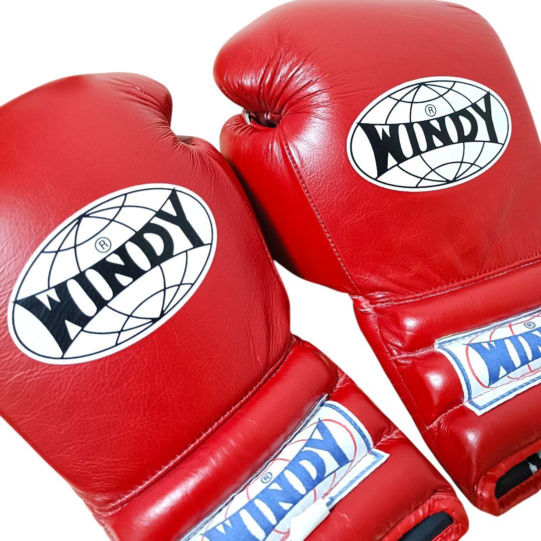 【未使用級】WINDY ウィンディ16オンス 紐式 グローブ レッド 格闘技
