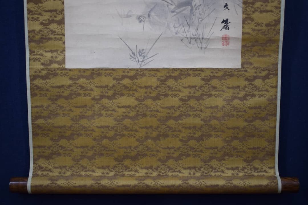 【真作】塩川文麟/月下秋草図/掛軸☆宝船☆Y-447　JM