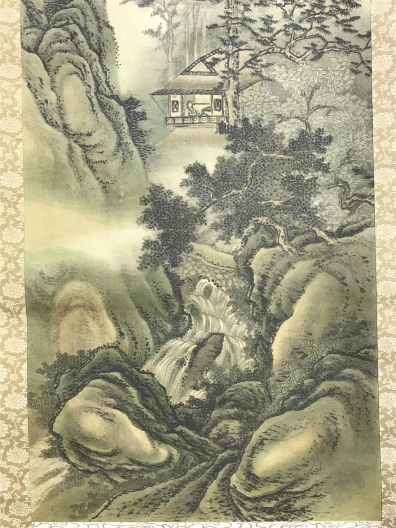 【真作】泰水/景趣幽絶/山水人物画賛/山水図/掛軸/名家伝来/AD-825