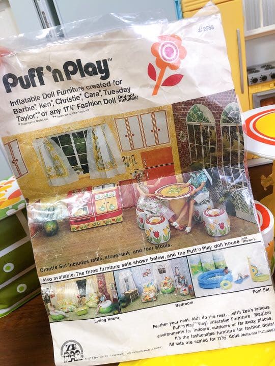 1/6ドール　家具9点セット　70年代アメリカおもちゃ　昭和レトロ　ドールハウス