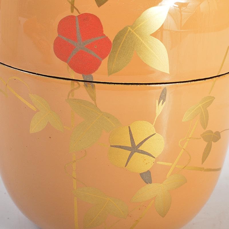 茶道具　中村湖彩作　朝顔蒔絵　螺鈿装飾　中棗　共布共箱　V　5968