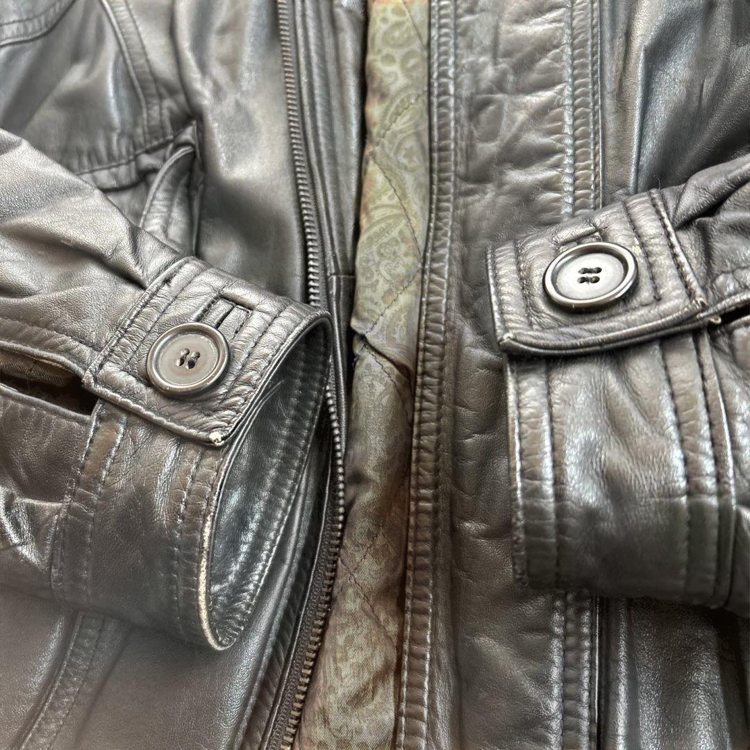 古着　上質　革ジャン　リアルレザージャケット　光沢　牛革　ライダースジャケット