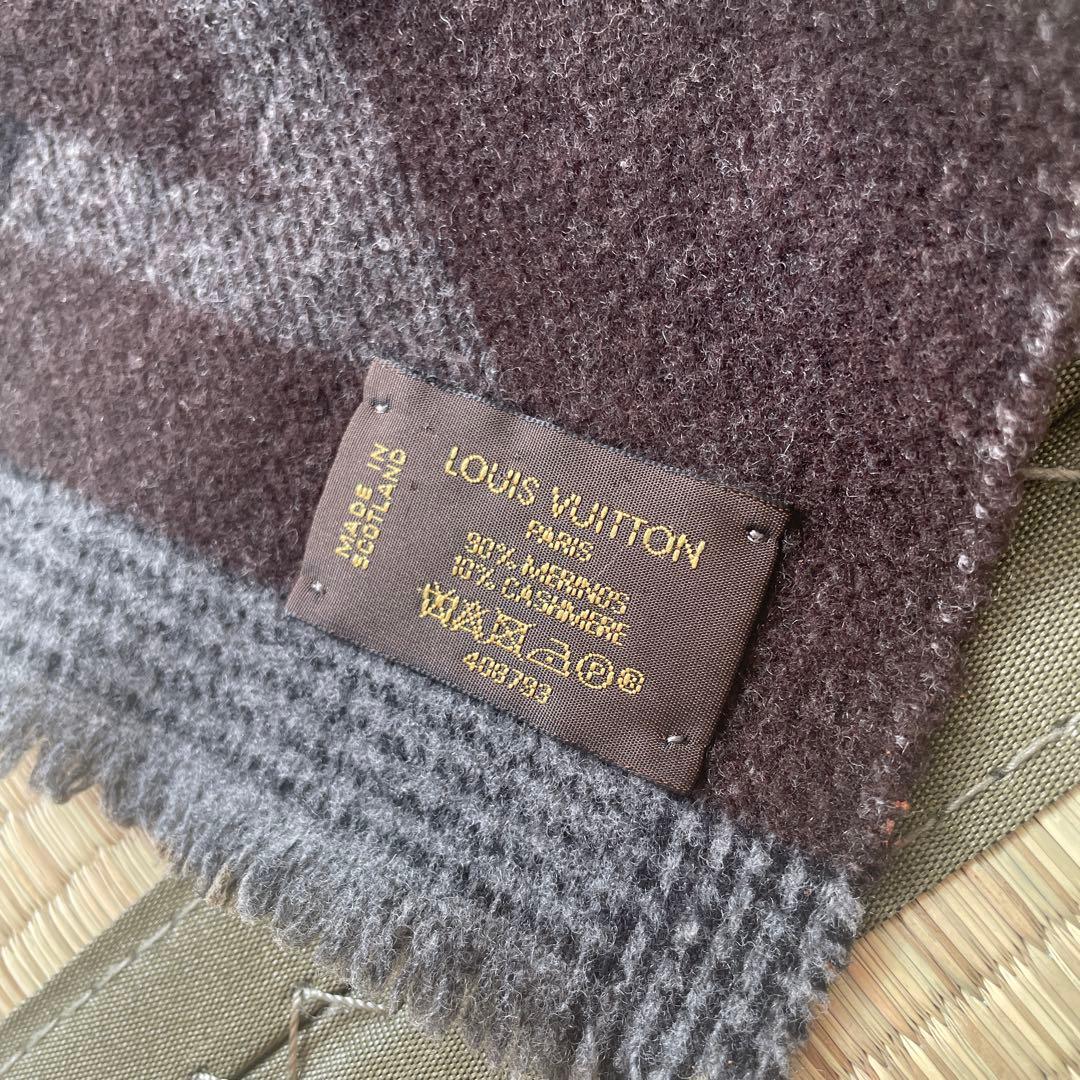 LOUIS VUITTON マフラー ダークブラウン・グレー