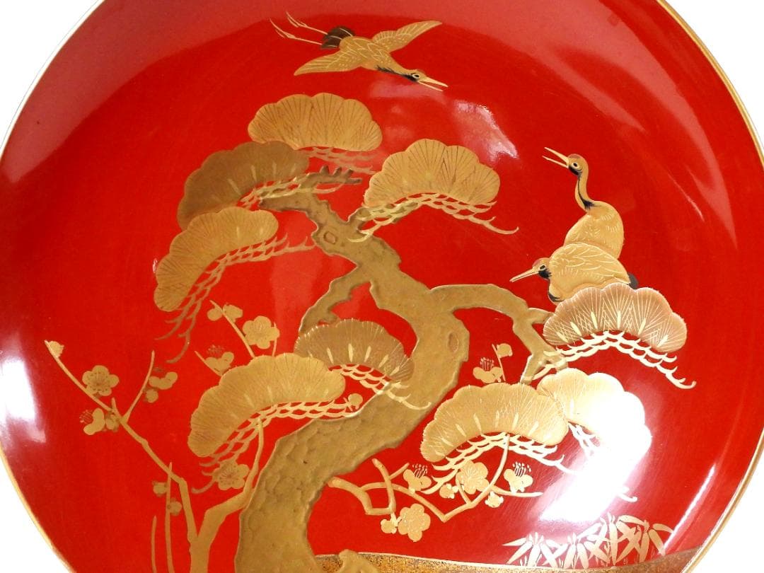 九段盃 酒器 天然木 漆塗り 金蒔絵 松竹梅 亀鶴紋 漆芸