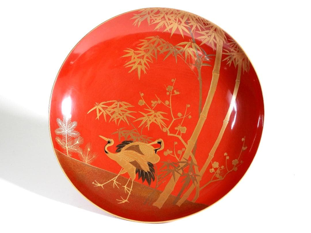 九段盃 酒器 天然木 漆塗り 金蒔絵 松竹梅 亀鶴紋 漆芸