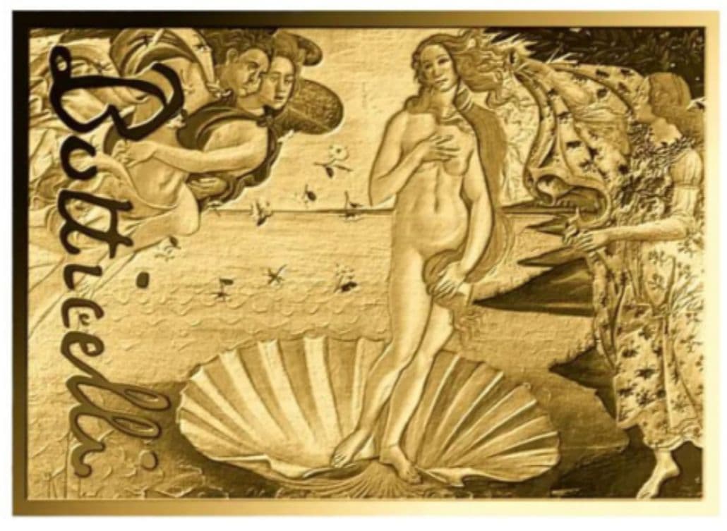 純金0.03g ボッティチェリ『ヴィーナスの誕生』