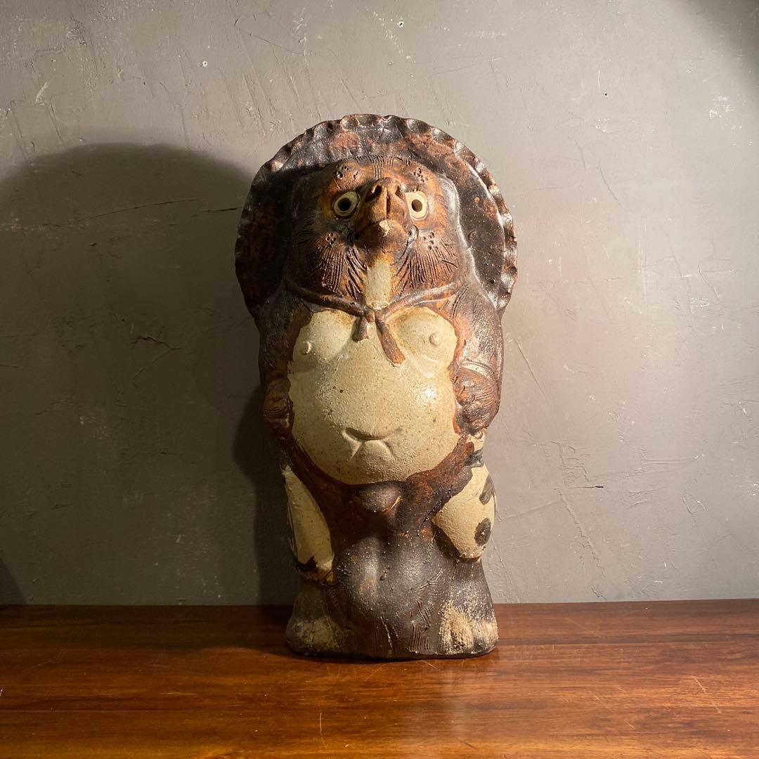 昭和レトロ 信楽焼 狸置物 48cm 縁起物 商売繁盛 たぬき 骨董品