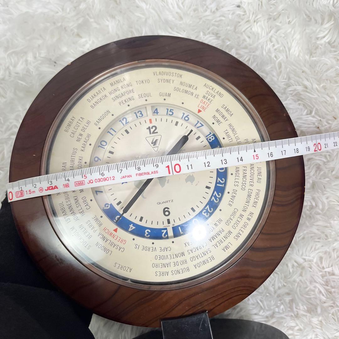 【YAESU ヤエス】QTR-24 ワールドクロック 世界時計 木製フレーム