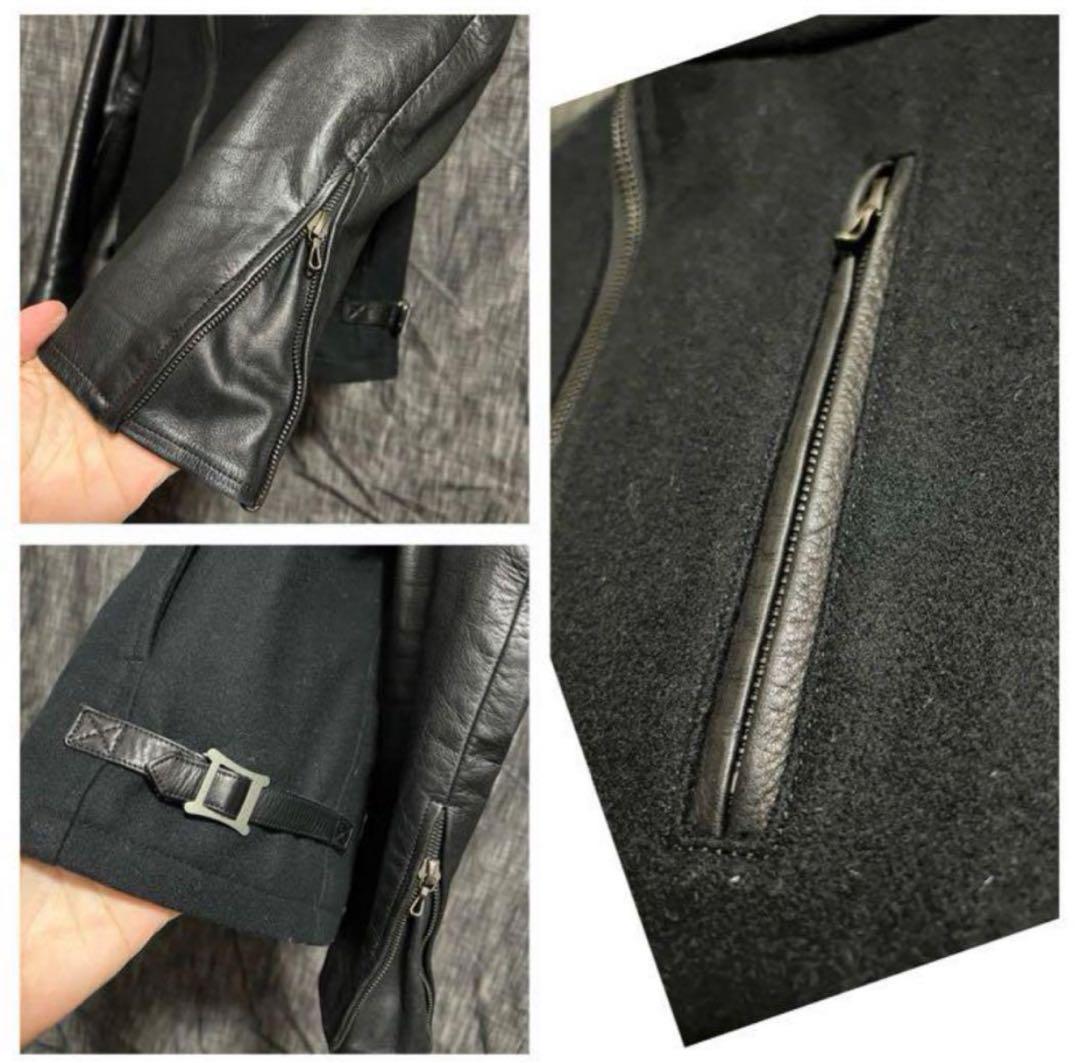 アタッチメント　希少カーフレザーメルトンウールスタジャン