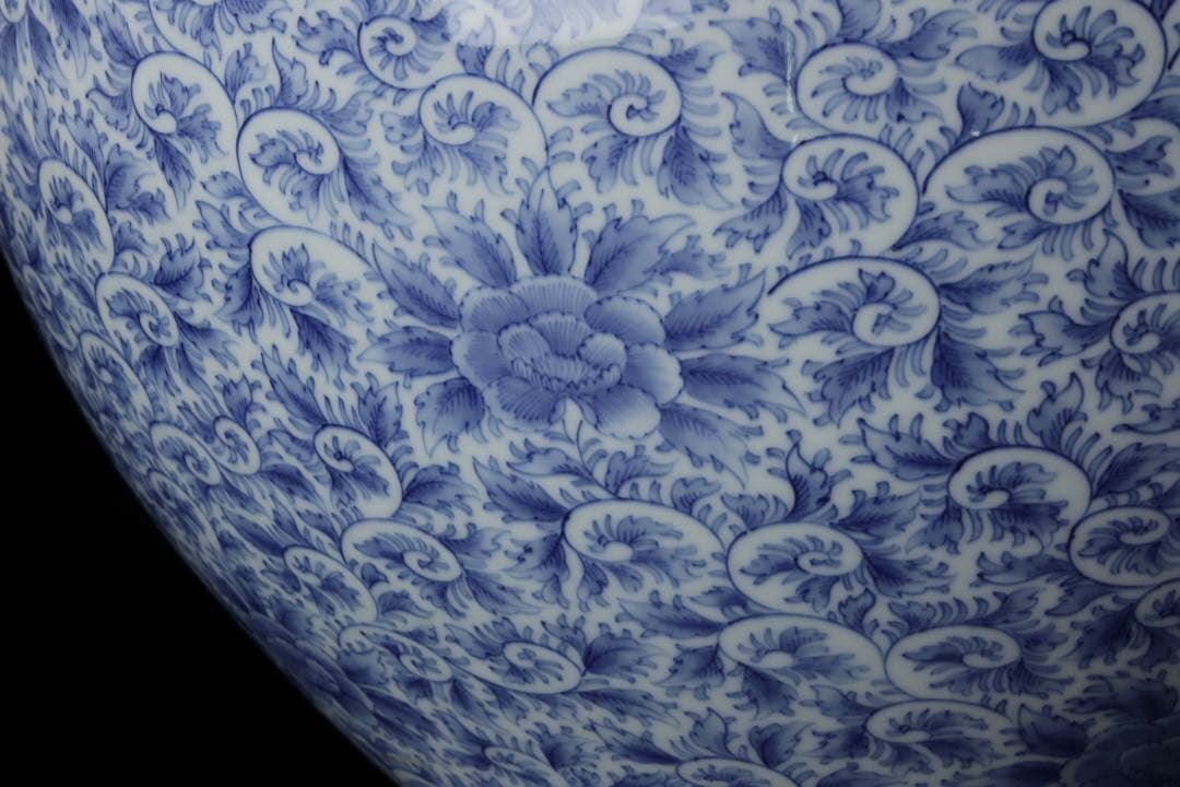 古伊万里 染付唐草文壺 高さ34cm 花瓶 大壺 花器 花入 古美術品 骨董品