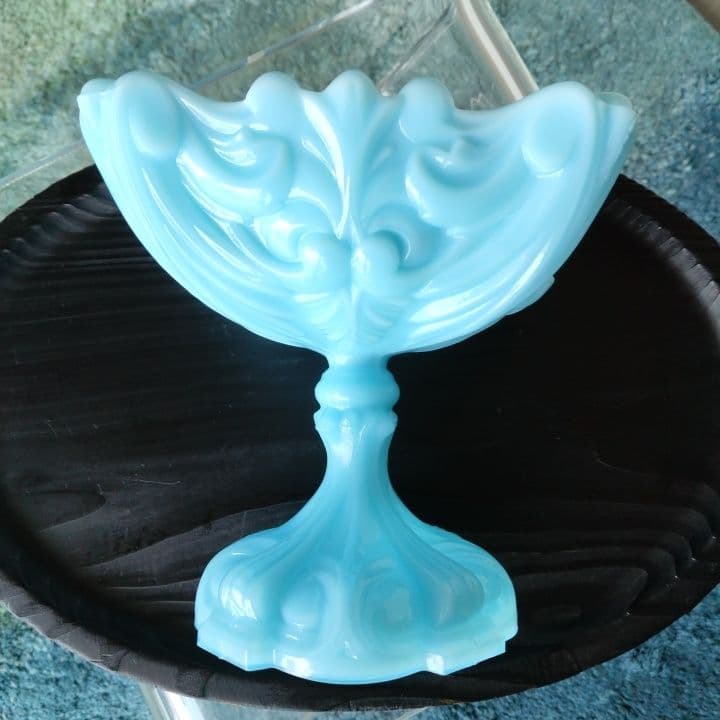 アンティーク ティファニーブルーコンポート⭐︎ミルクガラス ⭐︎ファイヤーキング