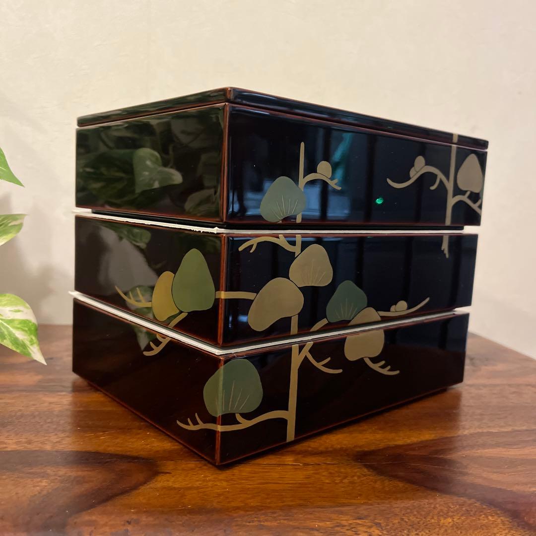 松の木デザイン 漆器重箱三段