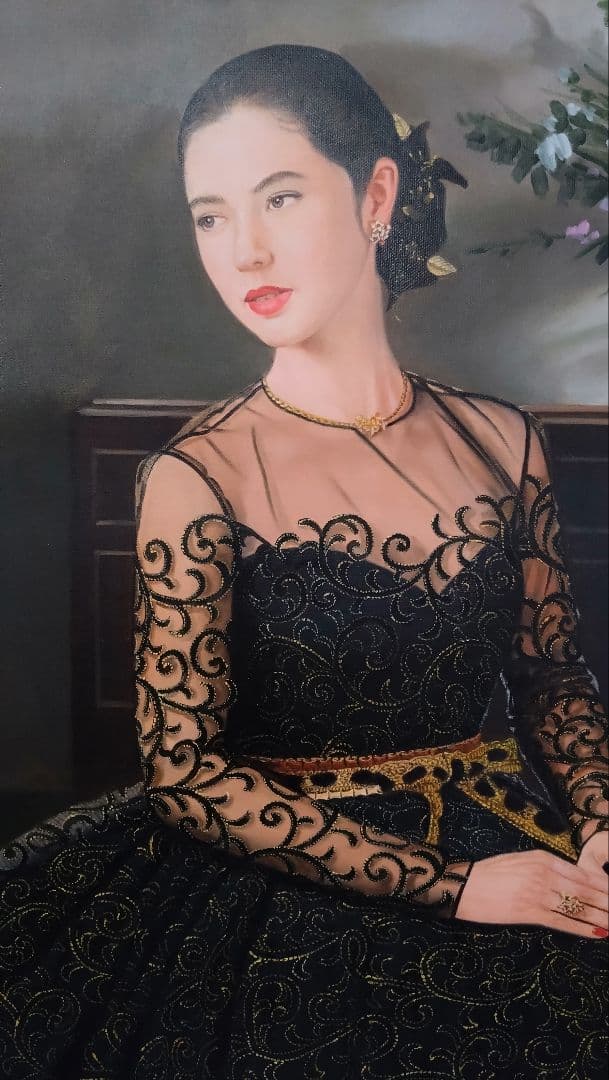 人見友紀　伝説の逃亡画家　油彩画　油絵　12号　グレースケリー