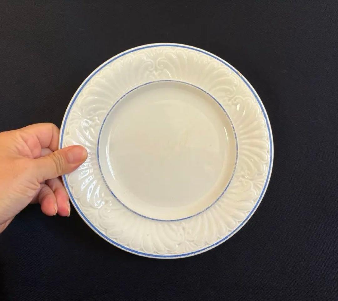 フランスアンティーク クレイユモントロー レリーフリムデザート皿