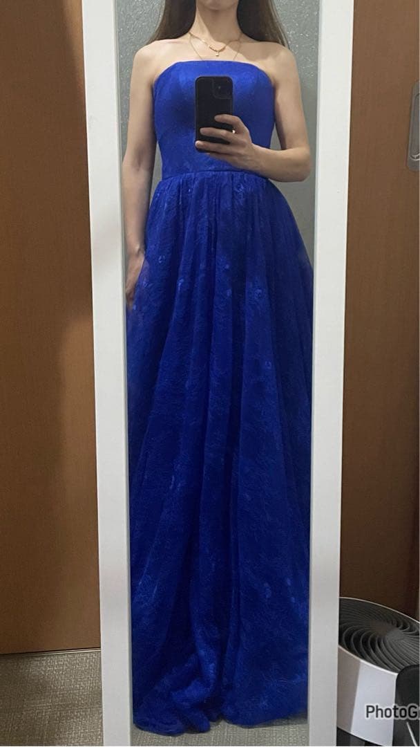 カラードレス ロイヤルブルー 二次会 演奏会 7号 レース