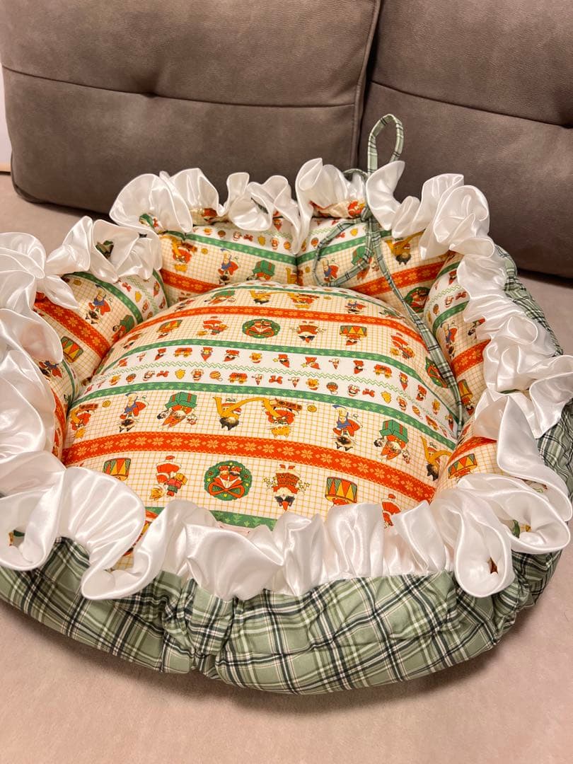 撮影道具 インテリア小物 花柄猫犬ベッド DIY 厚手