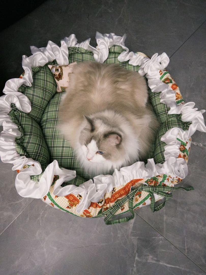 撮影道具 インテリア小物 花柄猫犬ベッド DIY 厚手