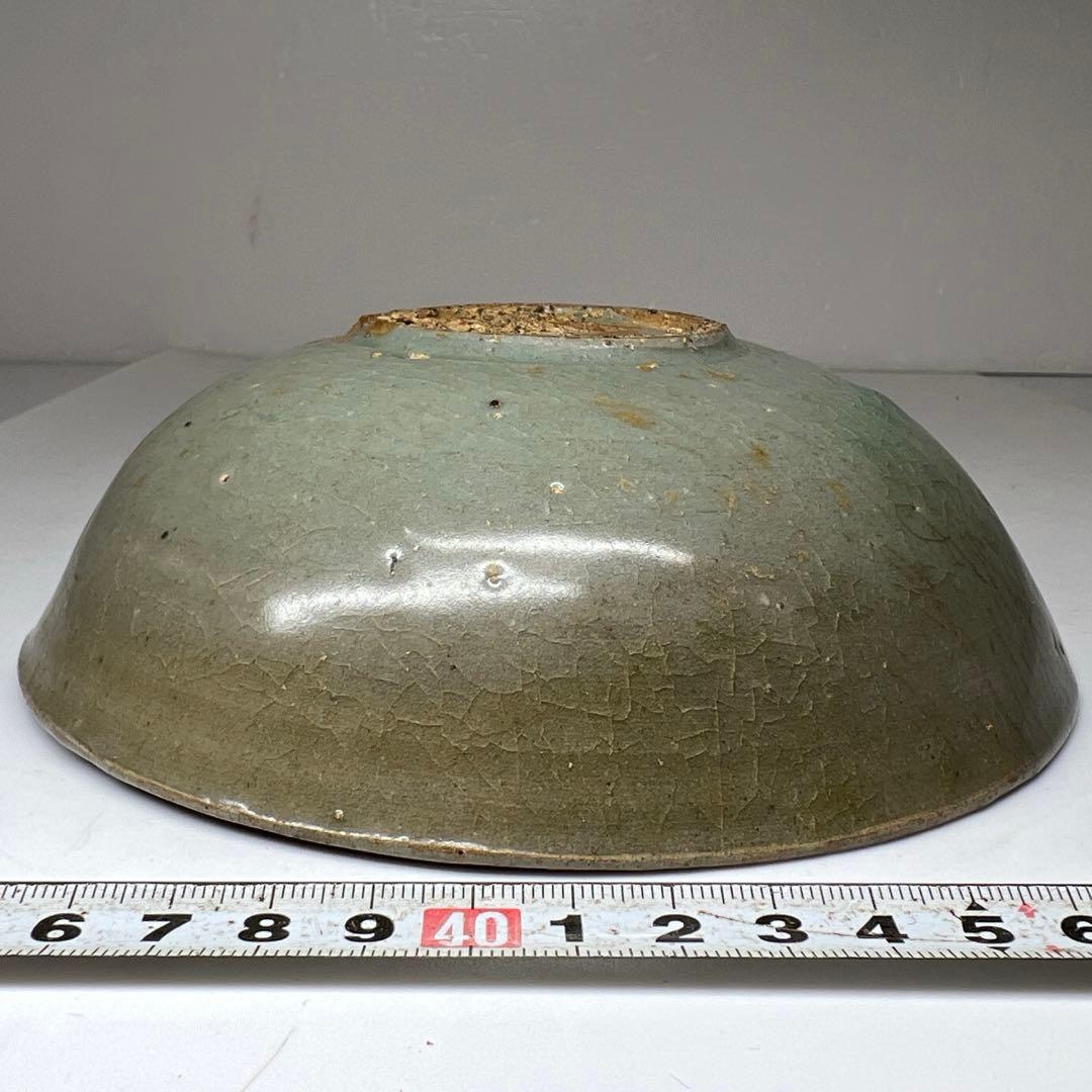16世紀　高麗青磁白泥象嵌　鉢　直径17㎝　トヒト　本な7-0608☆1F