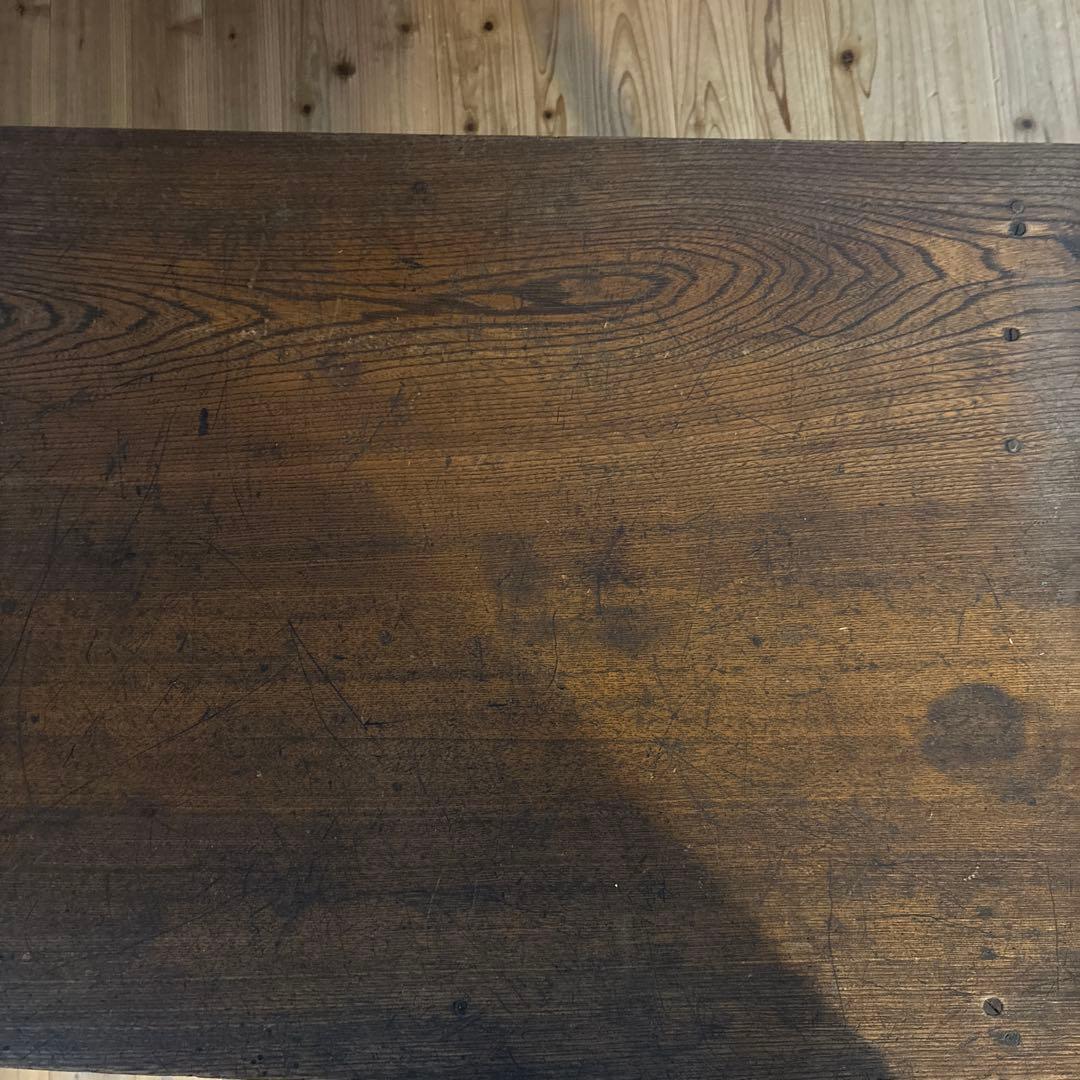 ヴィンテージ木製ブラウンテーブル 引き出し杯つき