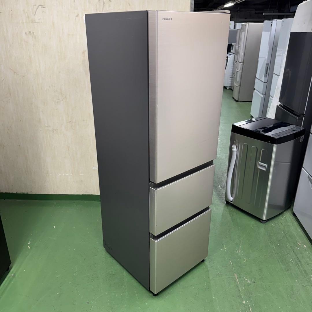 158 大型冷蔵庫　300L強　自動製氷機付　右開き　関東配送　美品　日立